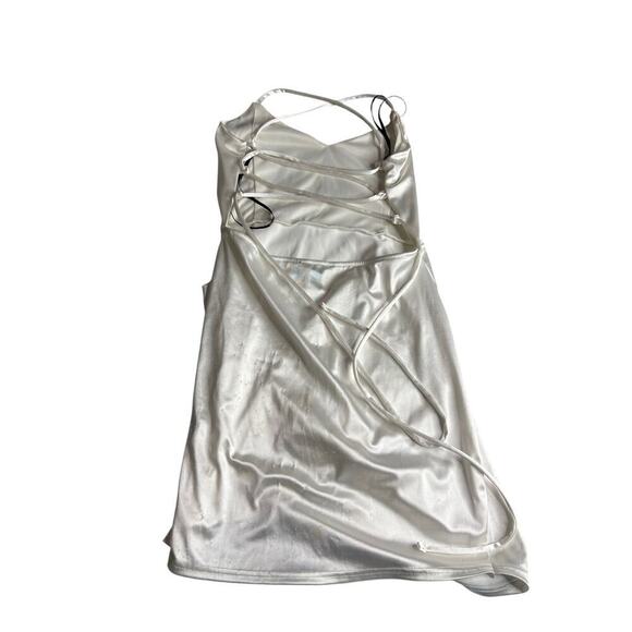 Forever 21 Satin Slip Mini Dress, Tie Back, Satin Like, size L30 - Picture 3 of 6